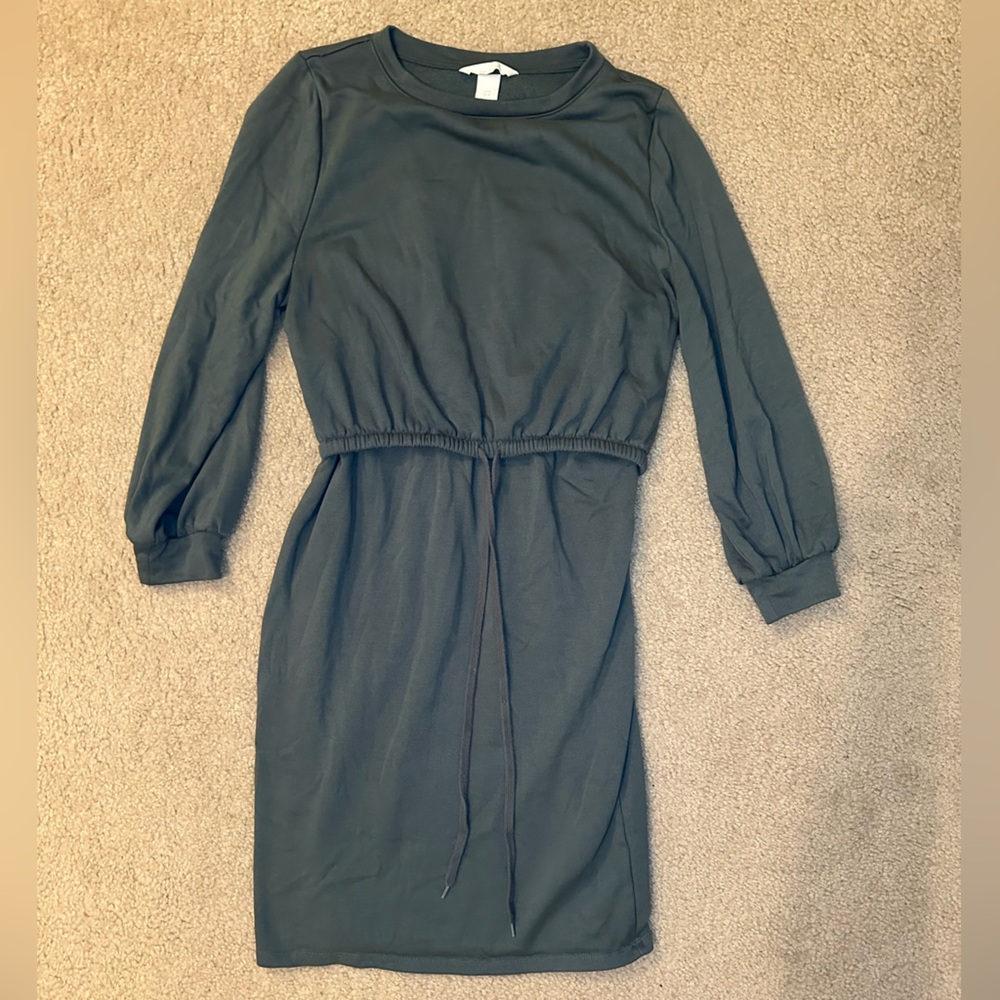 H&M MAMA green sweatshirt nursing dress size medium